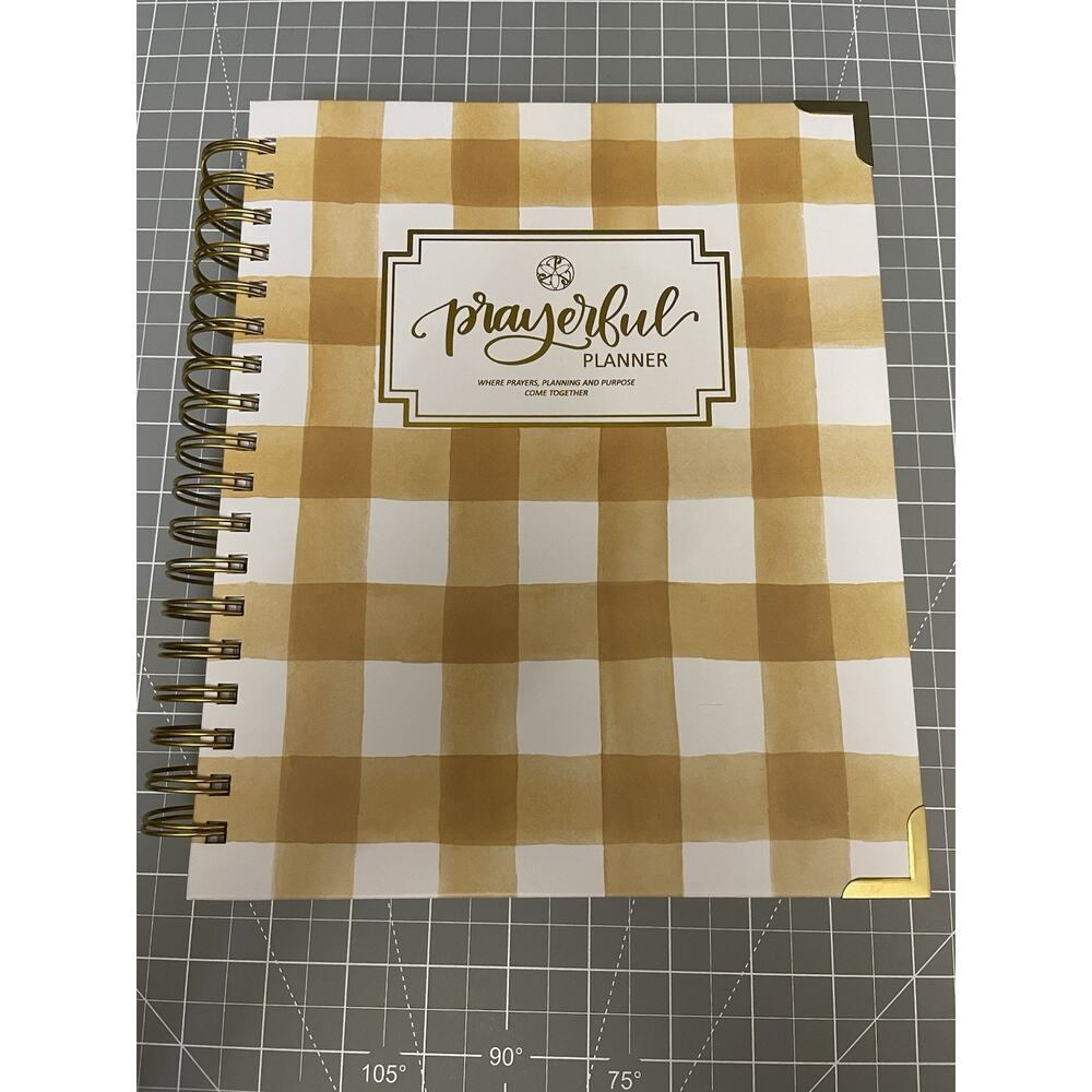 Prayerful Planner Undated Classic 7.5”x 9.5” Spiral Bound Yellow Gingham NIB